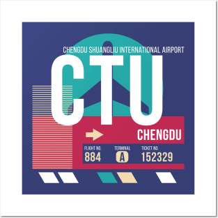 Chengdu, China (CTU) Airport Code Baggage Tag Posters and Art